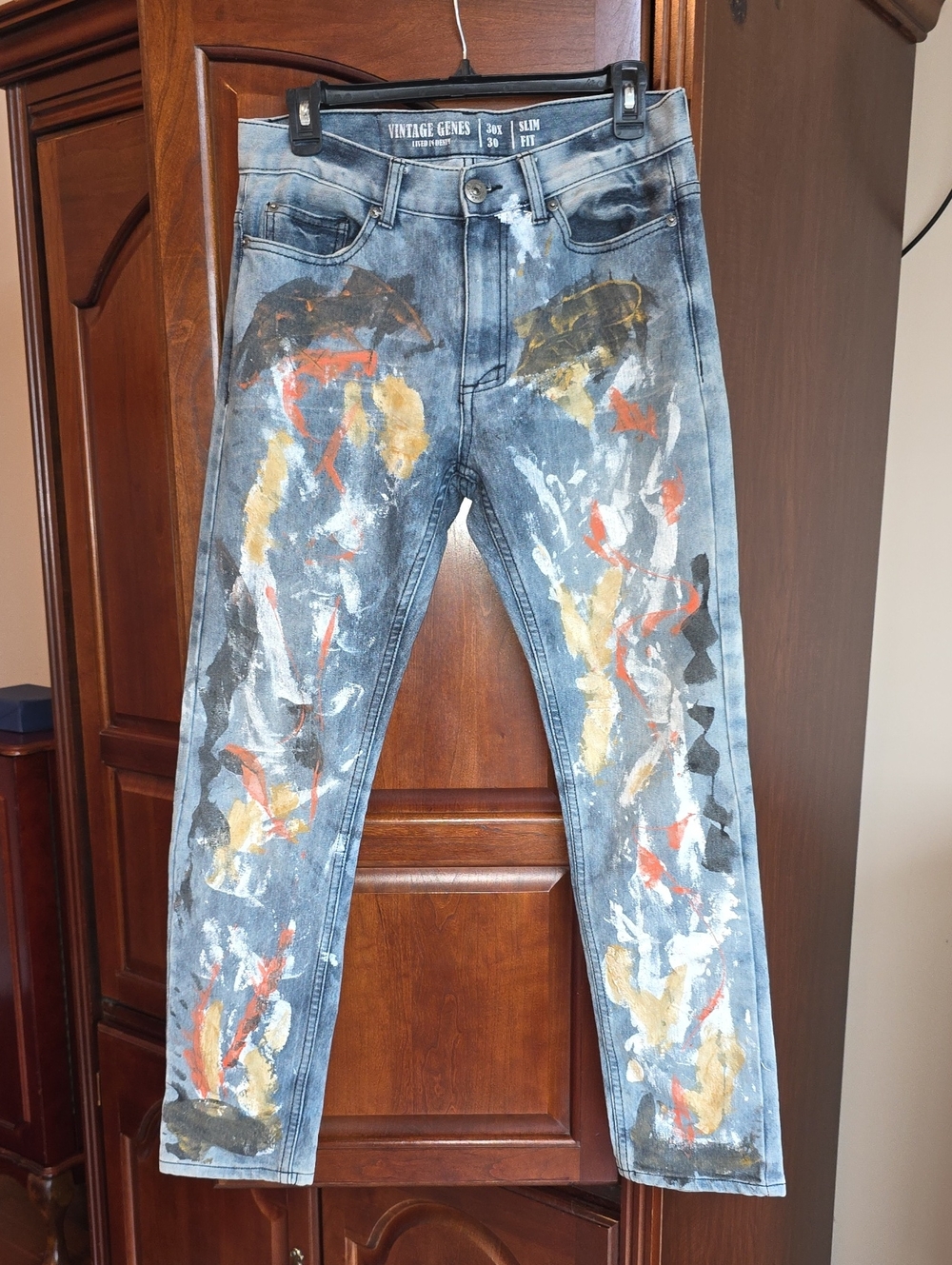 Vintage Genes 1891 Men’s Paint-Accent Blue Jeans 30x30